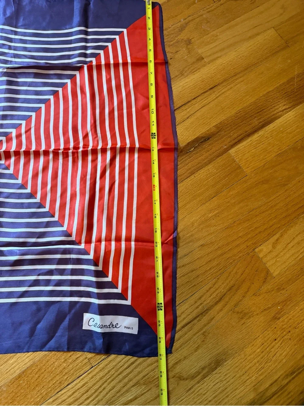 Red & Navy Striped Women's Silk Scarf